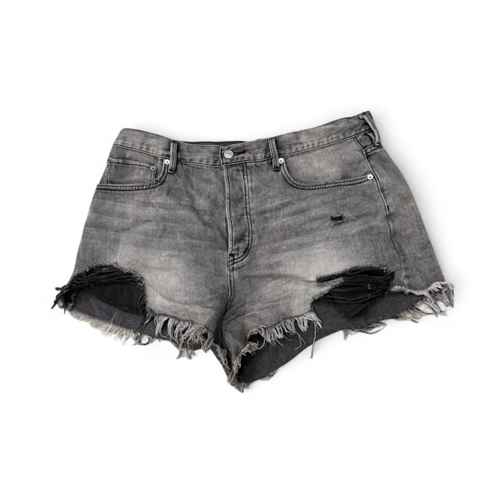 Free People We The Free Gray Distressed Cutoff Denim Shorts 31 - Picture 2 of 3
